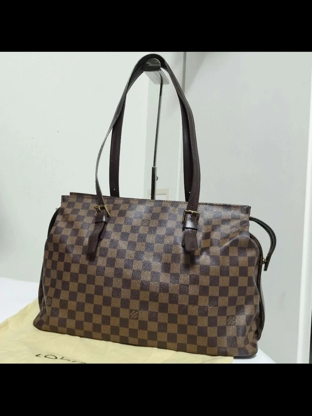 Louis Vuitton Brown Checkered Shoulder Tote